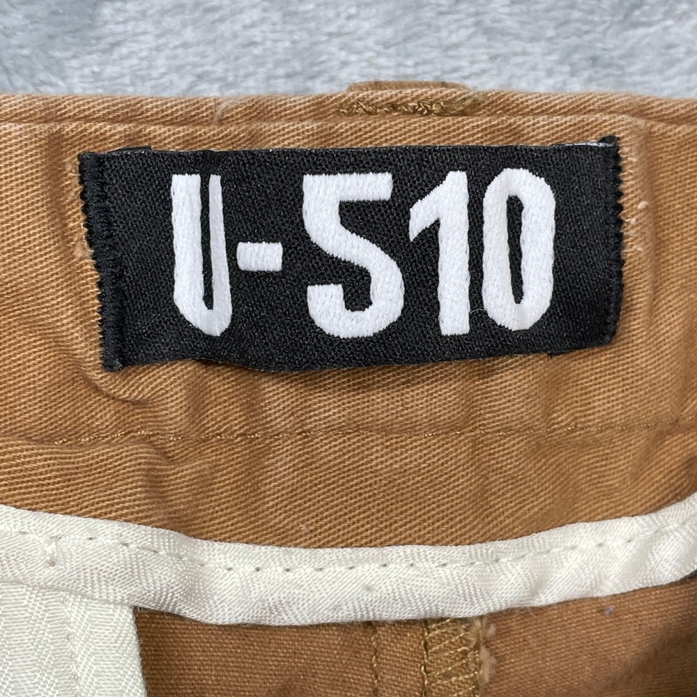 U-510 Chino Pants Mens 32x26 Brown Slim Fit Cotton Stretch Tapered Leg - Picture 5 of 13